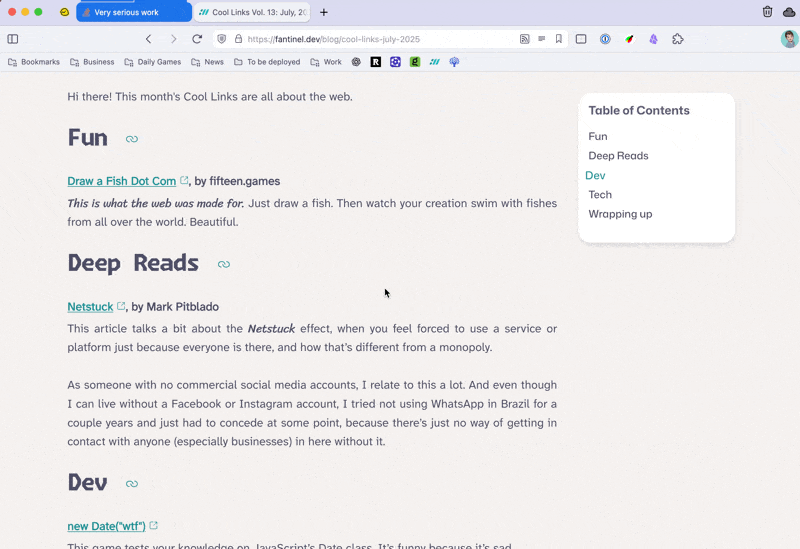 Screen recording showing the flow of opening links in a new tab and having them all stack together in a single group instead of getting mixed up with other tabs.